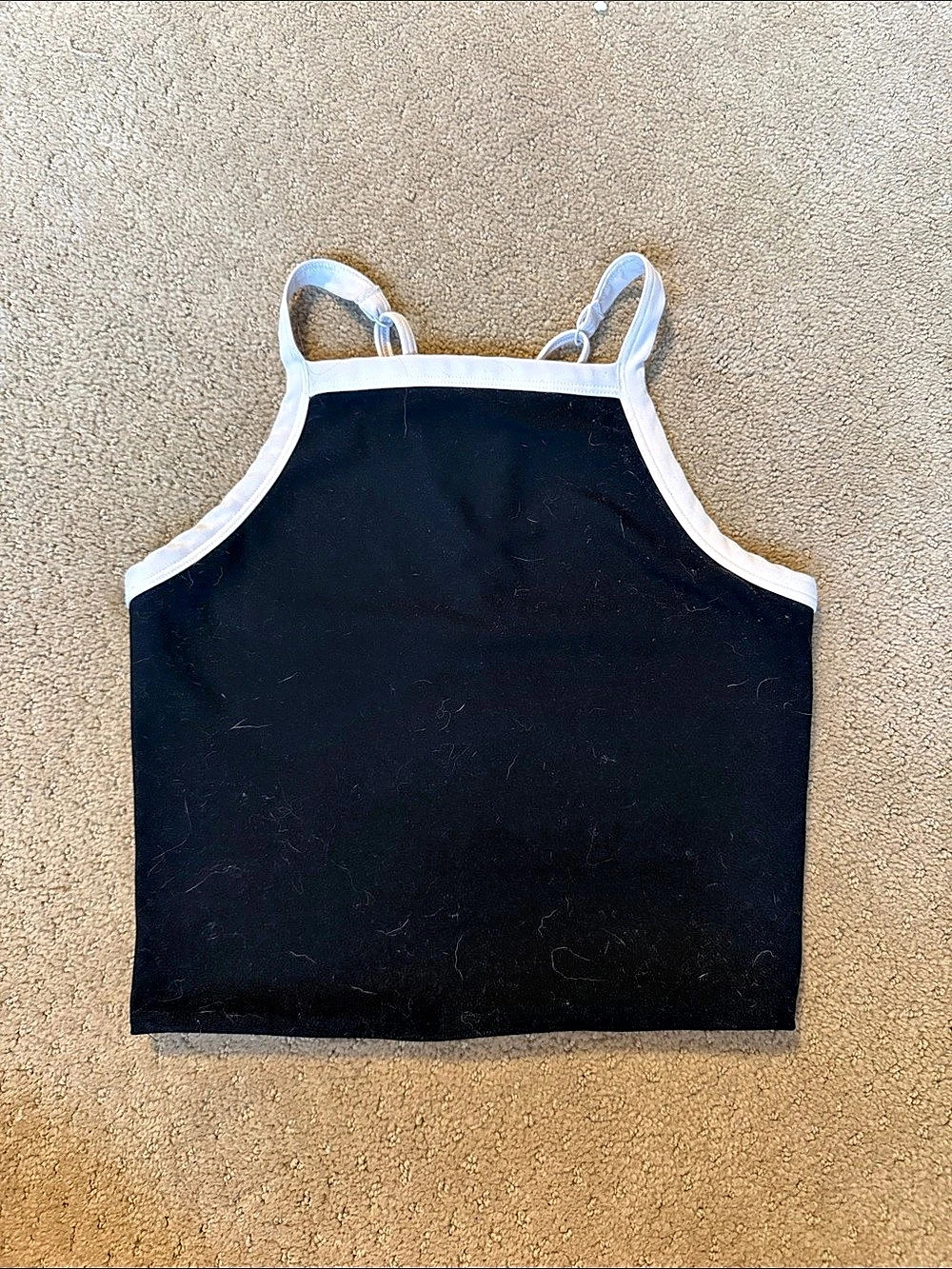 Abercrombie & Fitch YPB sculptLUX Squareneck Slim Tank Black & White Crop Top